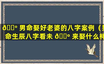 💮 男命娶好老婆的八字案例（男命生辰八字看未 🐺 来娶什么样的老婆）